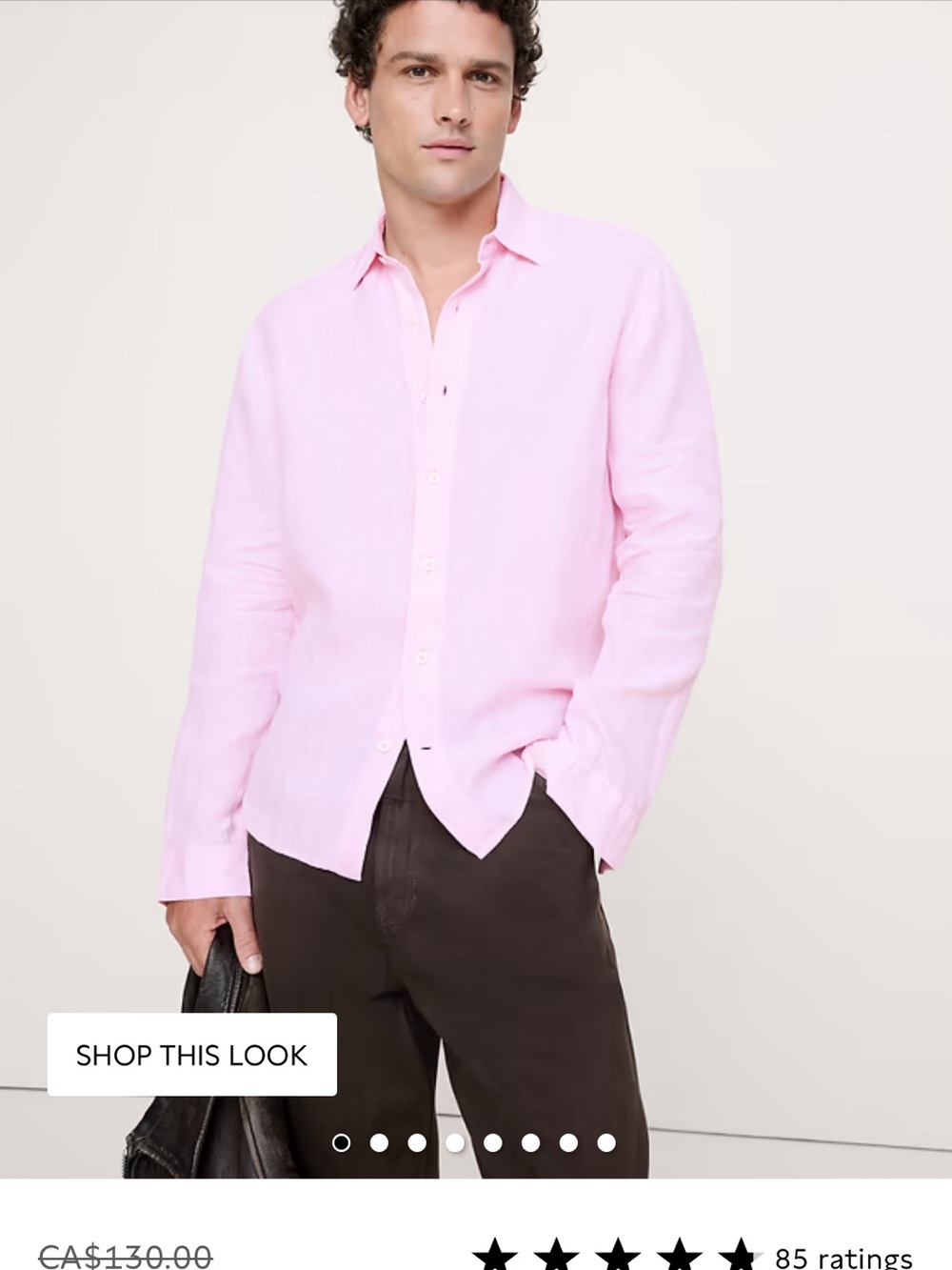 Banana Republic Men's Light Pink Linen Button-Down Shirt- size L NEW